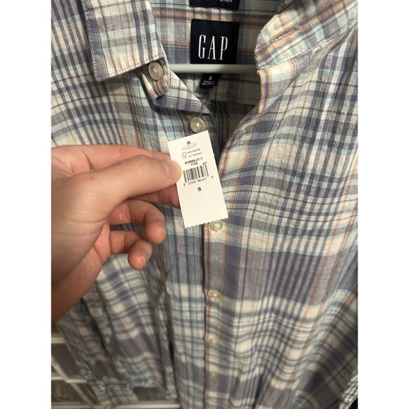 Men’s Gap Flannel Button Down Classic Shirt Size S Linen - Picture 5 of 5